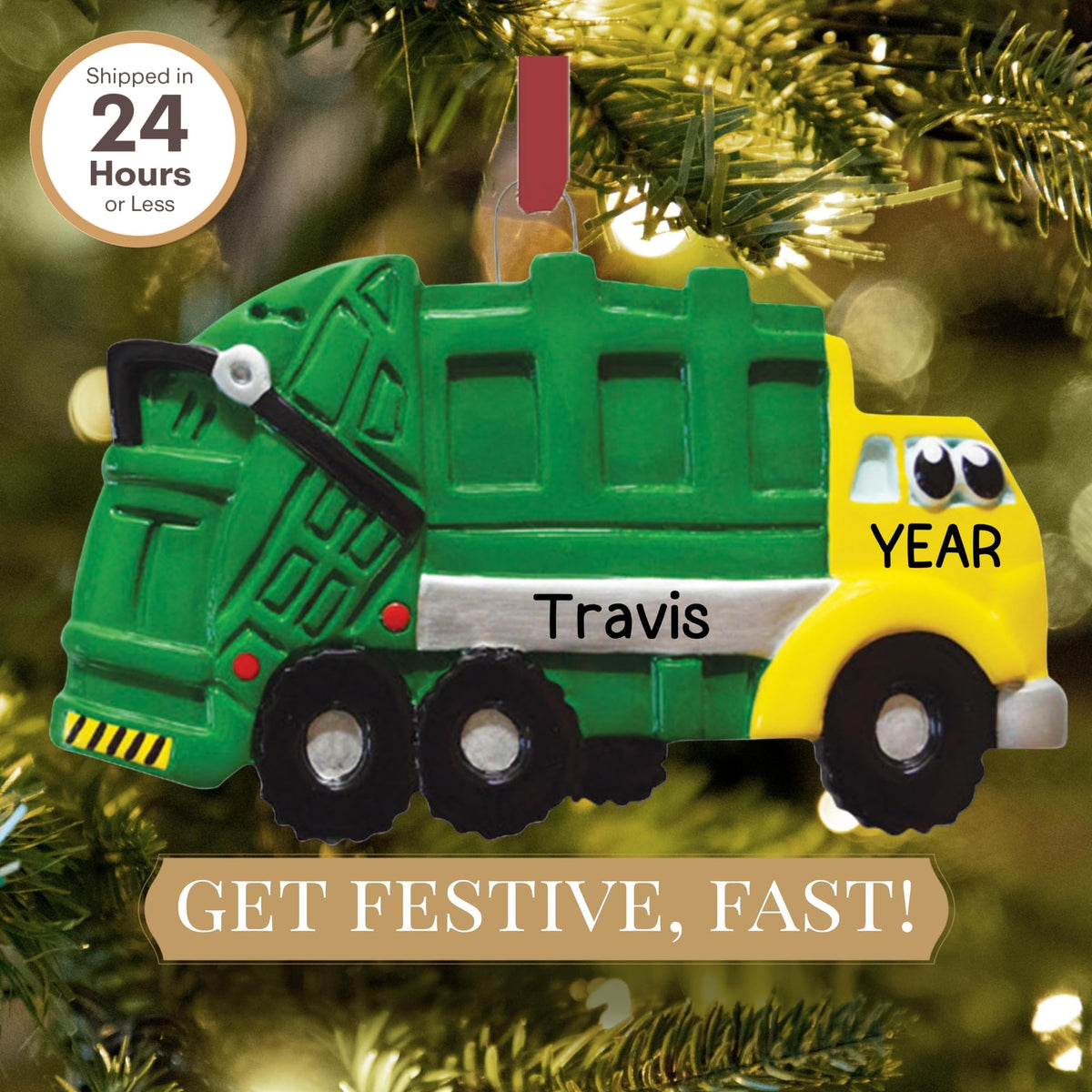 Personalized Garbage Truck Ornament 2025 | Free 24h Customization | Laser Engraved Kids Christmas Ornaments for Tree | Custom Gift Wrapped Trash-Truck Play Keepsake for Toddlers, Girls, Boys 2-10