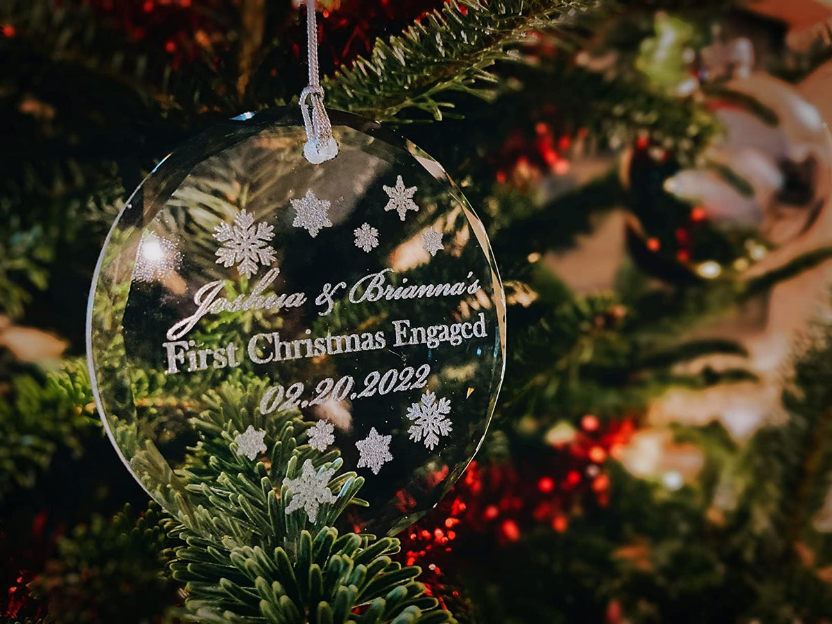 Personalized Crystal First Christmas Ornament with Gift Box
